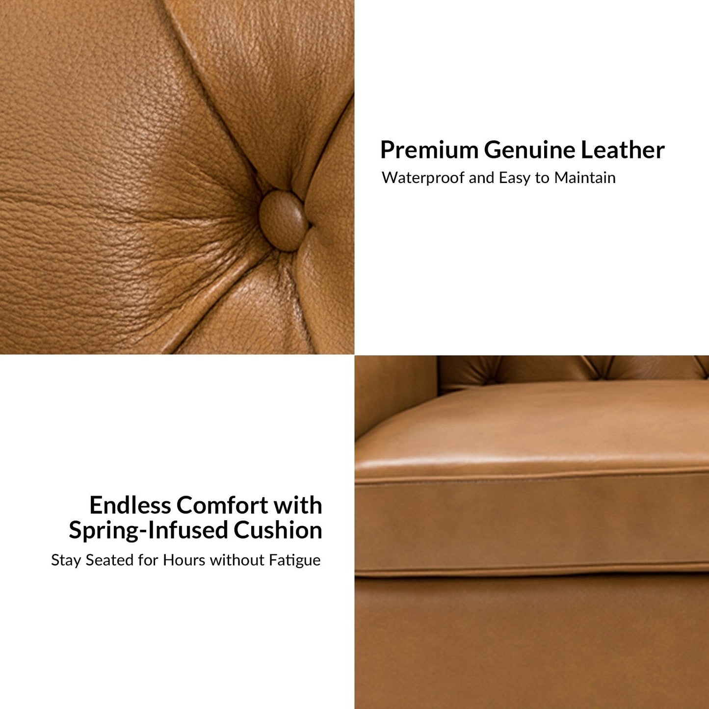 Mateo 82.28 Wide Transitional Genuine Leather Sofa with Nailhead Trim and Button-Tufted Back