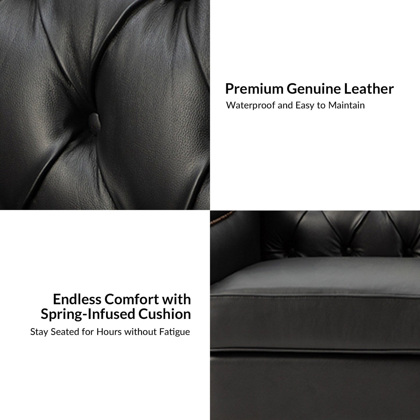 Mateo 82.28 Wide Transitional Genuine Leather Sofa with Nailhead Trim and Button-Tufted Back