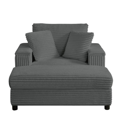 Mixoy 42ââCorduroy Chaise Lounge Chair with Storage Ottoman&Armrests,Upholstered Sleeper Reclining Chair