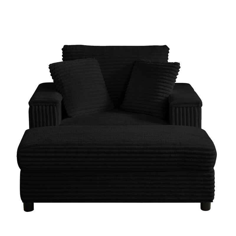Mixoy 42ââCorduroy Chaise Lounge Chair with Storage Ottoman&Armrests,Upholstered Sleeper Reclining Chair