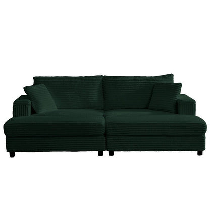 Mixoy 85ââCorduroy Loveseat Chaise Lounge with Storage Ottoman&Armrests,Upholstered 2-Seater Sleeper Reclining Chair Indoor
