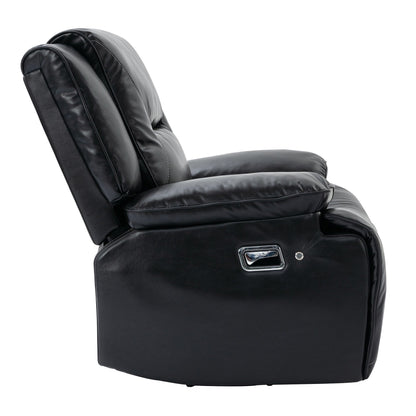 Modern 360° Swivel Rocking Manual Recliner Chair, Home Theater Recliner with LED Light Strip, Manual Reclining Single Sofa