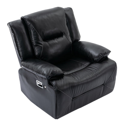 Modern 360° Swivel Rocking Manual Recliner Chair, Home Theater Recliner with LED Light Strip, Manual Reclining Single Sofa