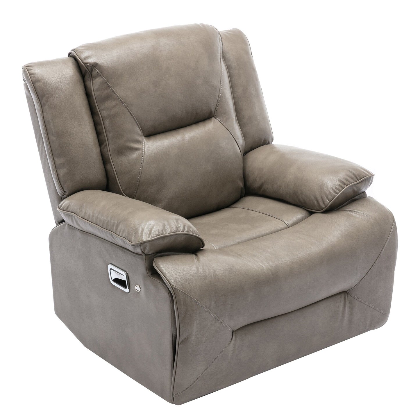 Modern 360° Swivel Rocking Manual Recliner Chair, Home Theater Recliner with LED Light Strip, Manual Reclining Single Sofa