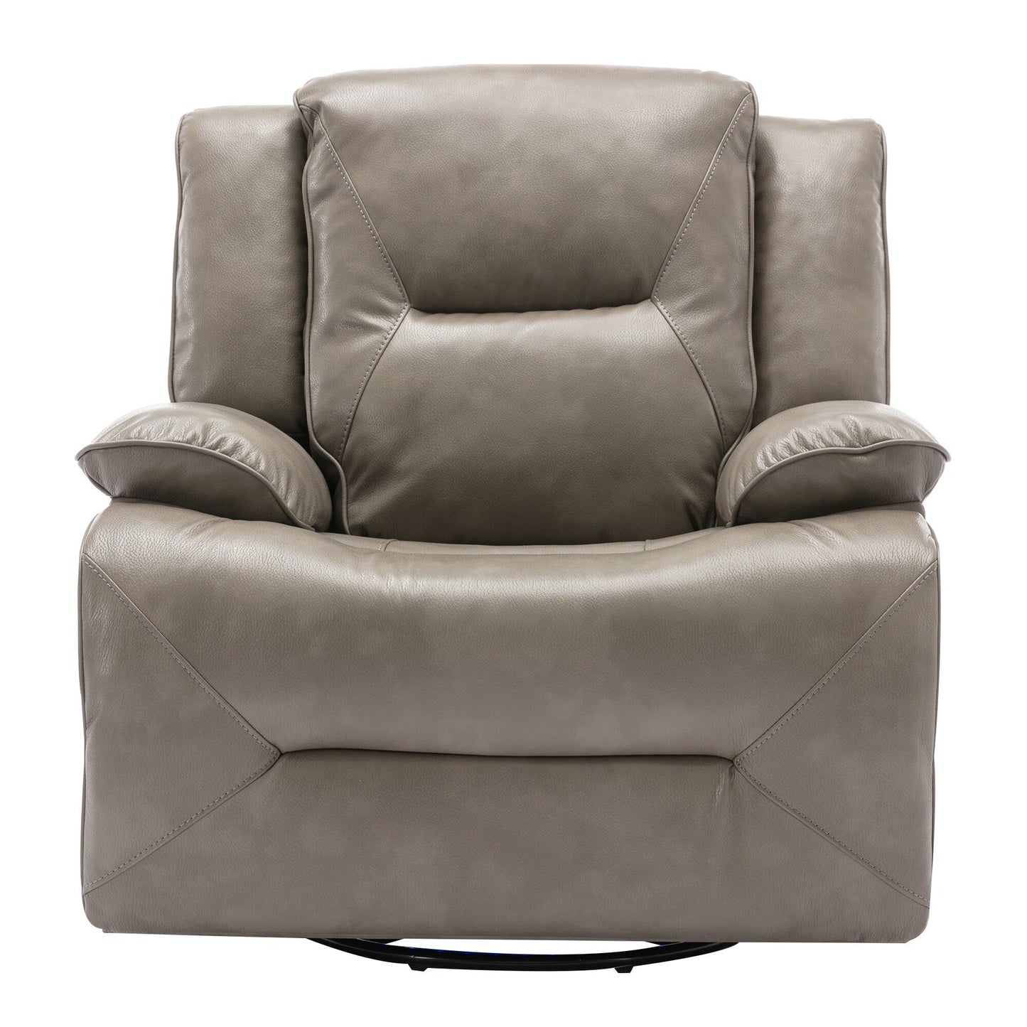 Modern 360° Swivel Rocking Manual Recliner Chair, Home Theater Recliner with LED Light Strip, Manual Reclining Single Sofa