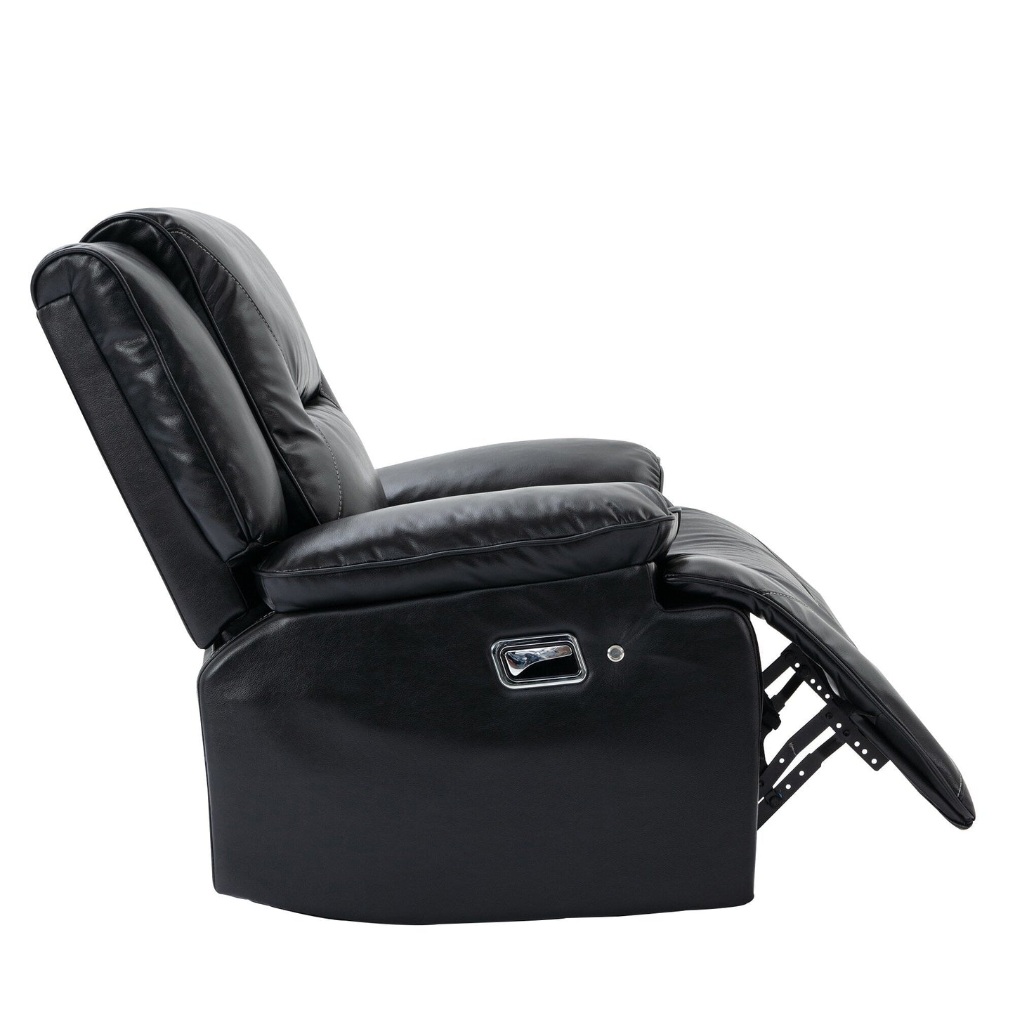 Modern 360° Swivel Rocking Manual Recliner Chair, Home Theater Recliner with LED Light Strip, Manual Reclining Single Sofa