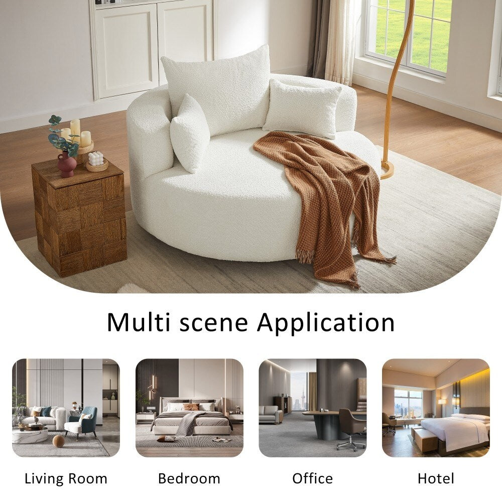 Modern 360Â° Swivel Round Sofa Chair with 3 Removable Pillows for Living Room