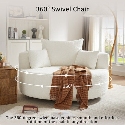 Modern 360Â° Swivel Round Sofa Chair with 3 Removable Pillows for Living Room
