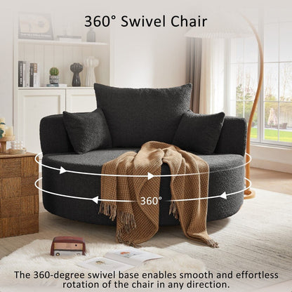 Modern 360Â° Swivel Round Sofa Chair with 3 Removable Pillows for Living Room