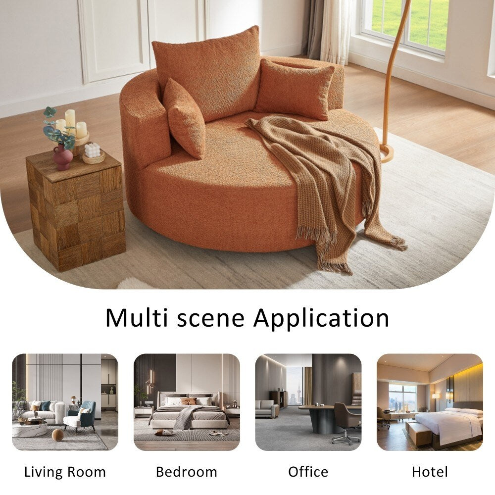 Modern 360Â° Swivel Round Sofa Chair with 3 Removable Pillows for Living Room