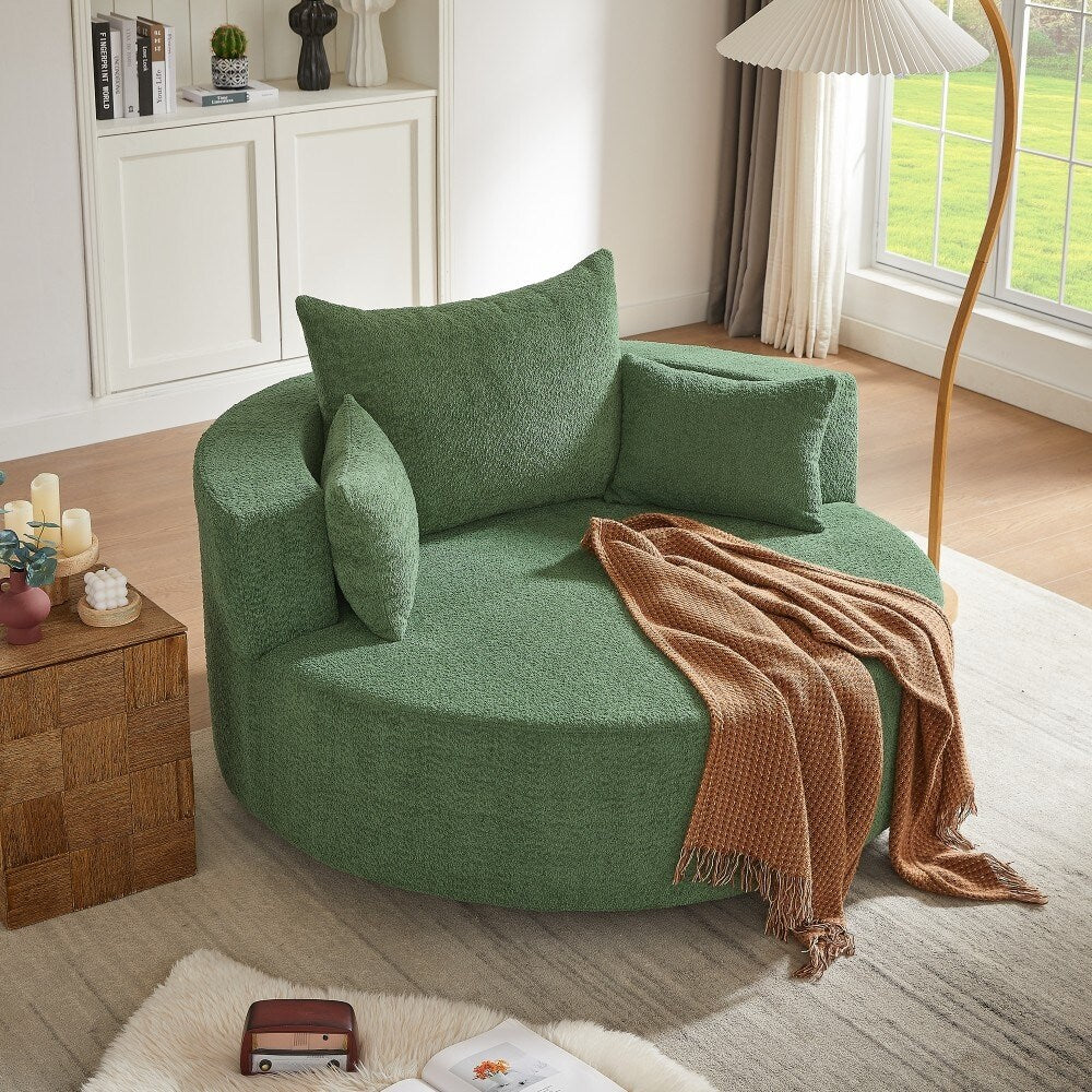 Modern 360Â° Swivel Round Sofa Chair with 3 Removable Pillows for Living Room
