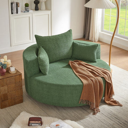 Modern 360Â° Swivel Round Sofa Chair with 3 Removable Pillows for Living Room