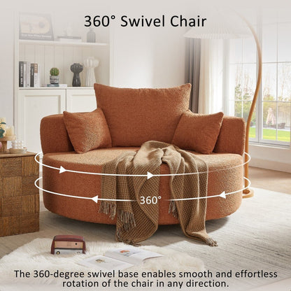 Modern 360Â° Swivel Round Sofa Chair with 3 Removable Pillows for Living Room