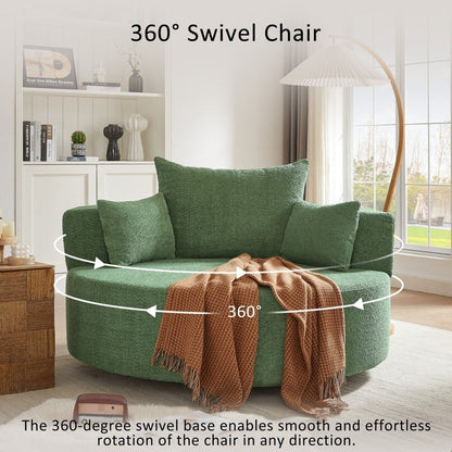Modern 360Â° Swivel Round Sofa Chair with 3 Removable Pillows for Living Room