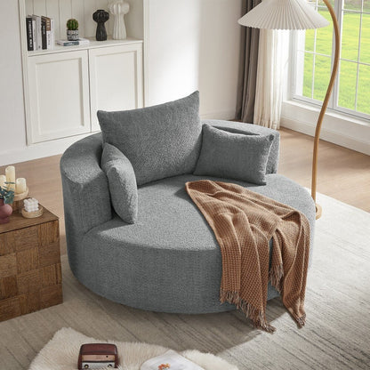 Modern 360Â° Swivel Round Sofa Chair with 3 Removable Pillows for Living Room