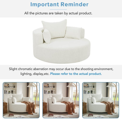 Modern 360Â° Swivel Round Sofa Chair with 3 Removable Pillows for Living Room