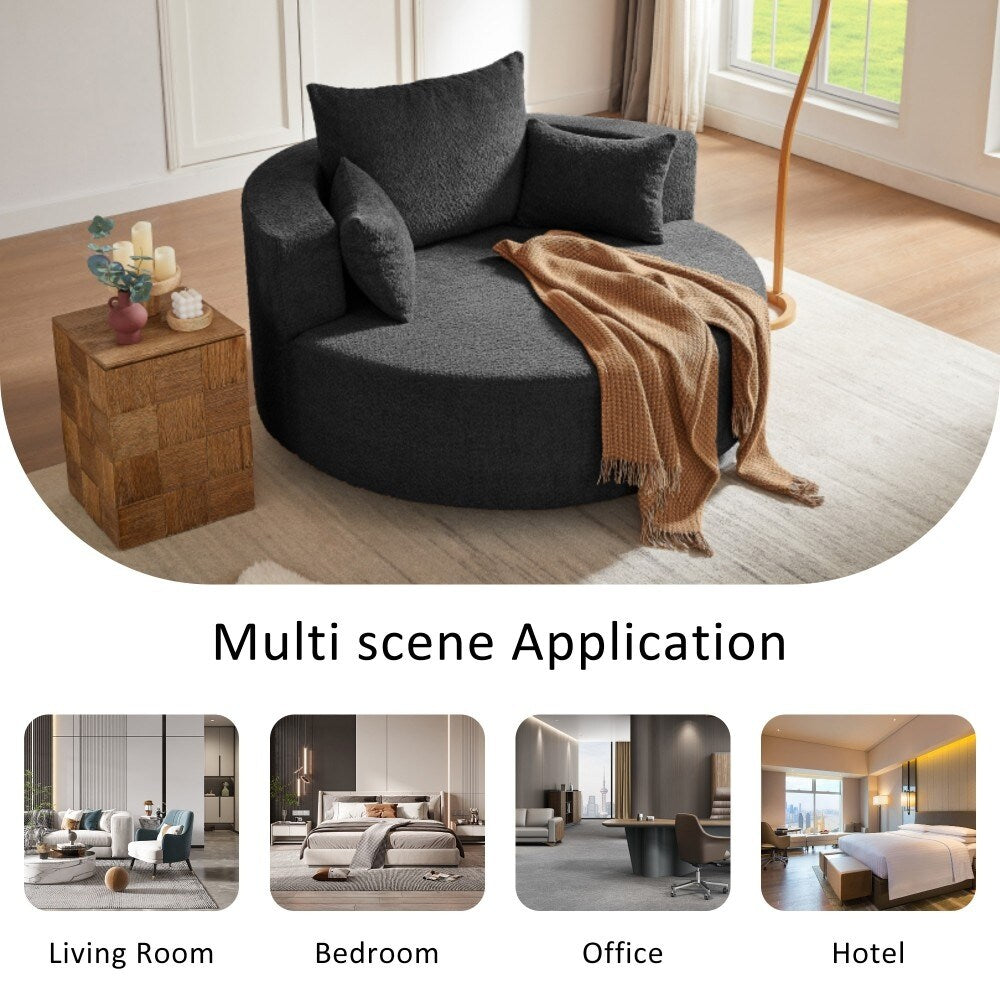 Modern 360Â° Swivel Round Sofa Chair with 3 Removable Pillows for Living Room