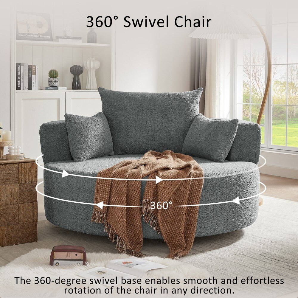 Modern 360Â° Swivel Round Sofa Chair with 3 Removable Pillows for Living Room