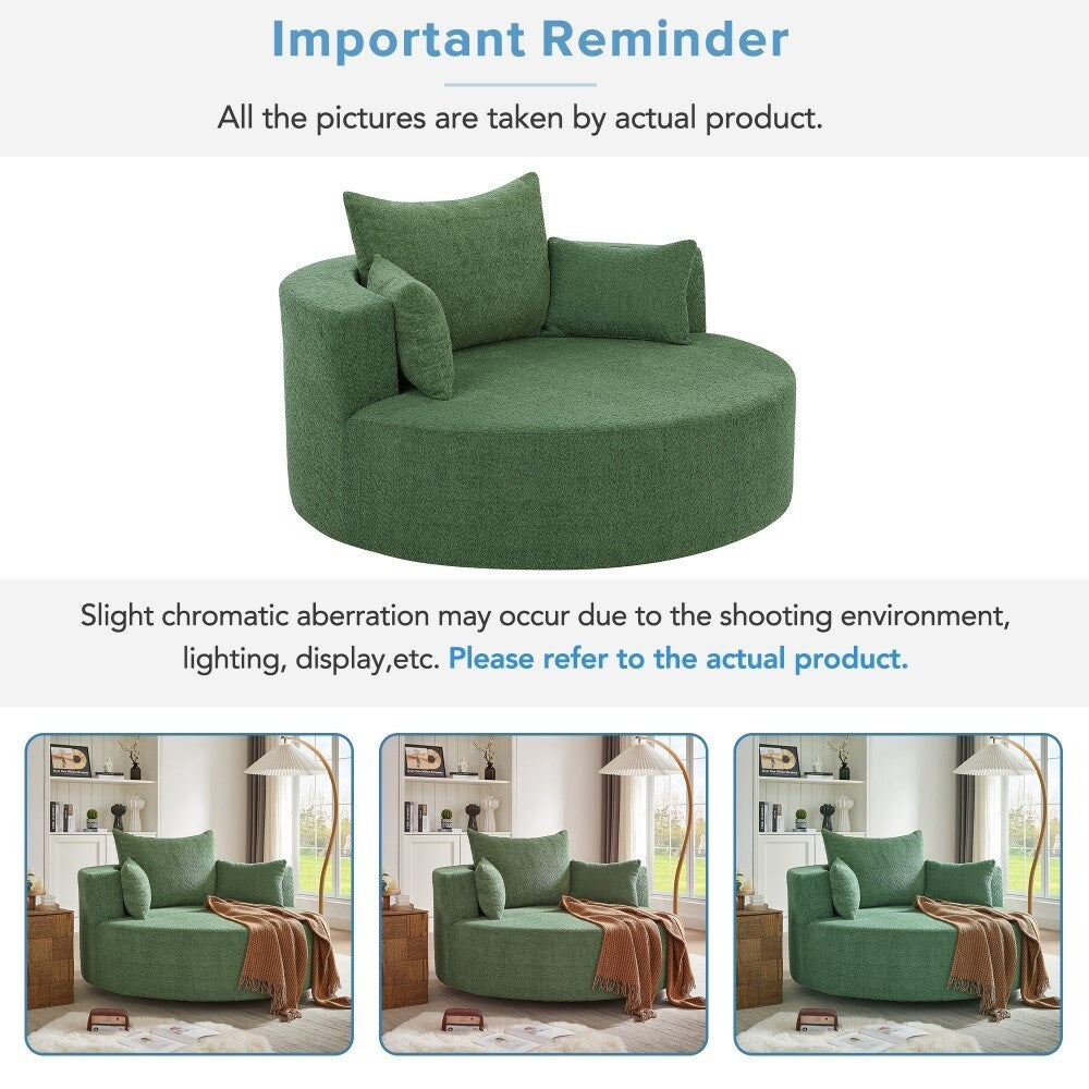 Modern 360Â° Swivel Round Sofa Chair with 3 Removable Pillows for Living Room