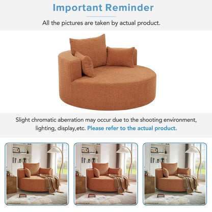 Modern 360Â° Swivel Round Sofa Chair with 3 Removable Pillows for Living Room