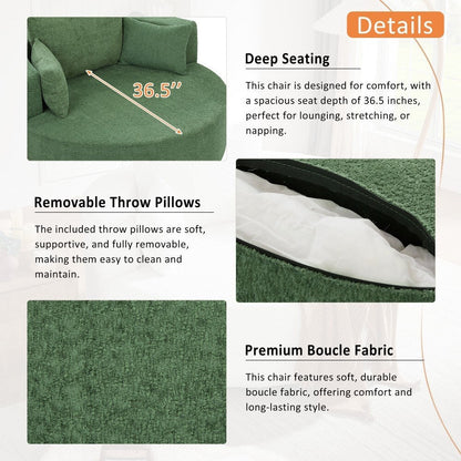 Modern 360Â° Swivel Round Sofa Chair with 3 Removable Pillows for Living Room
