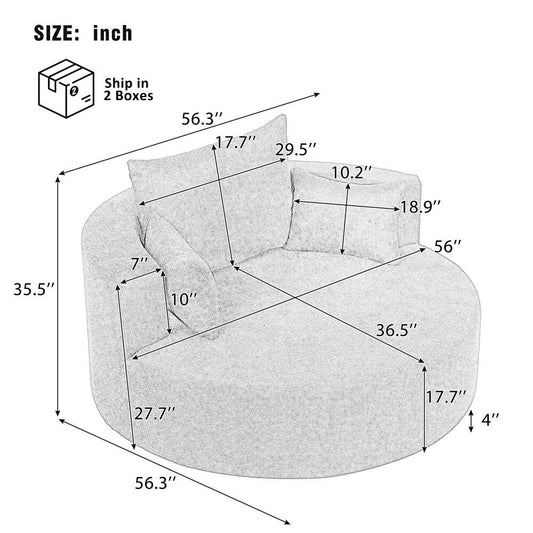 Modern 360Â° Swivel Round Sofa Chair with 3 Removable Pillows for Living Room