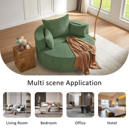 Modern 360Â° Swivel Round Sofa Chair with 3 Removable Pillows for Living Room