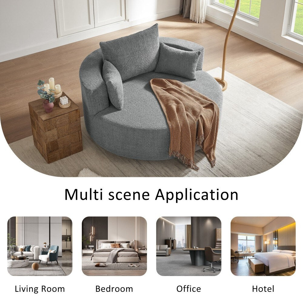 Modern 360Â° Swivel Round Sofa Chair with 3 Removable Pillows for Living Room