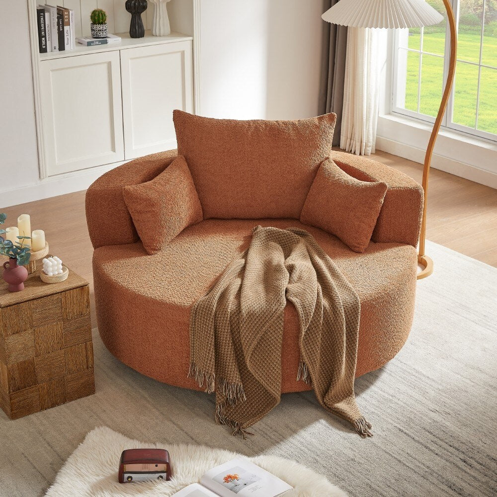 Modern 360Â° Swivel Round Sofa Chair with 3 Removable Pillows for Living Room
