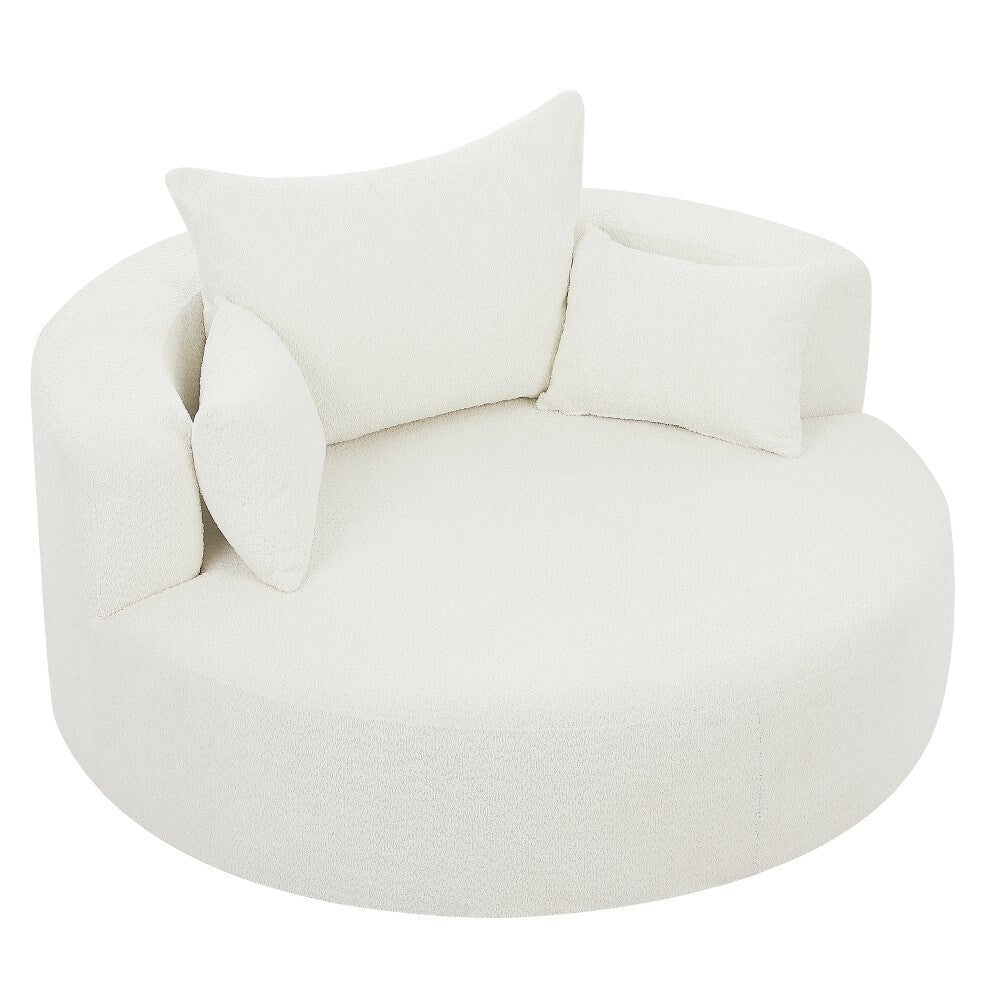 Modern 360Â° Swivel Round Sofa Chair with 3 Removable Pillows for Living Room