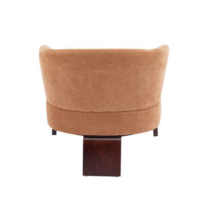 Modern Accent Chair with Round Back & Wooden Legs - Mid-Century Inspired Lounge Chair or Office - Soft Fabric Upholstery
