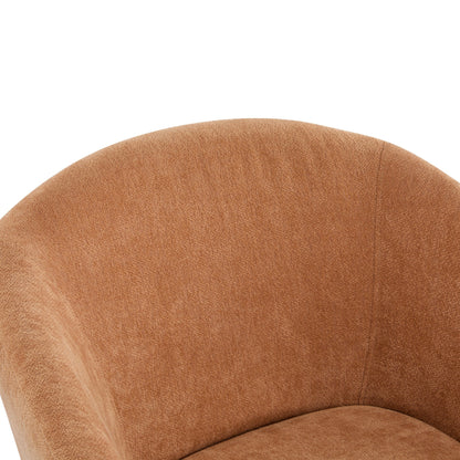 Modern Accent Chair with Round Back & Wooden Legs - Mid-Century Inspired Lounge Chair or Office - Soft Fabric Upholstery