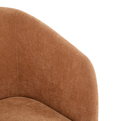 Modern Accent Chair with Round Back & Wooden Legs - Mid-Century Inspired Lounge Chair or Office - Soft Fabric Upholstery