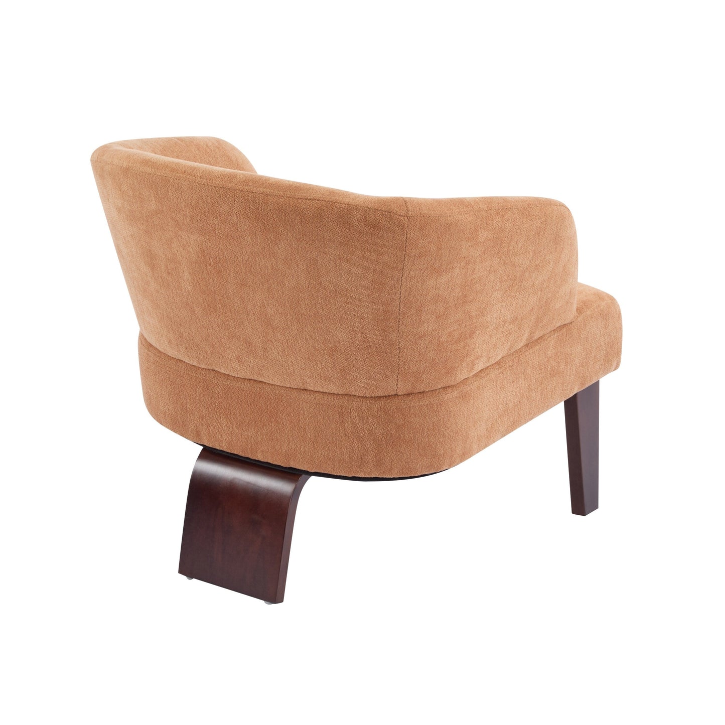 Modern Accent Chair with Round Back & Wooden Legs - Mid-Century Inspired Lounge Chair or Office - Soft Fabric Upholstery