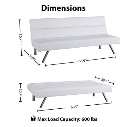 Modern Futon Sofa Bed, Convertible Sofa Futon, Split Back Linen Sleeper Couch for Living Room