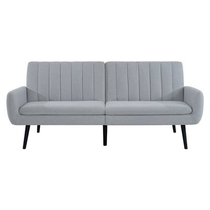 Modern Futon Sofa Bed, Convertible Sofa Futon, Split Back Linen Sleeper Couch for Living Room