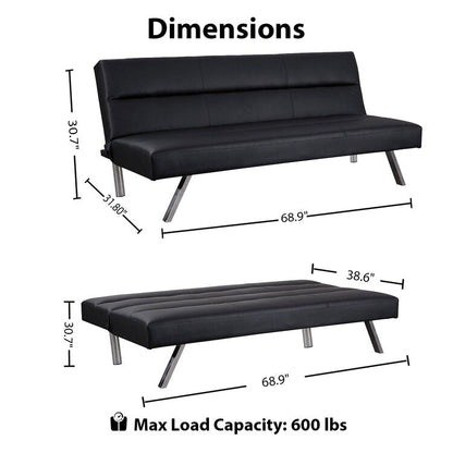 Modern Futon Sofa Bed, Convertible Sofa Futon, Split Back Linen Sleeper Couch for Living Room