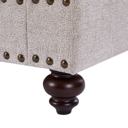 Modern Sleeper Sofa Chenille Fabric Sofa Couch with Nailhead Trim Couch and Lumbar Pillows, Rolled Arms Lounge Settee