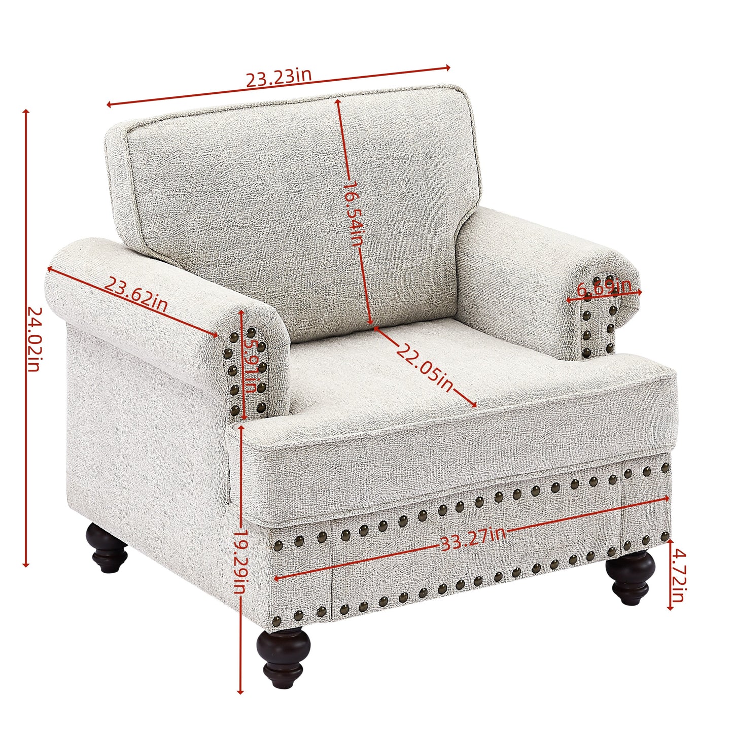 Modern Sleeper Sofa Chenille Fabric Sofa Couch with Nailhead Trim Couch and Lumbar Pillows, Rolled Arms Lounge Settee