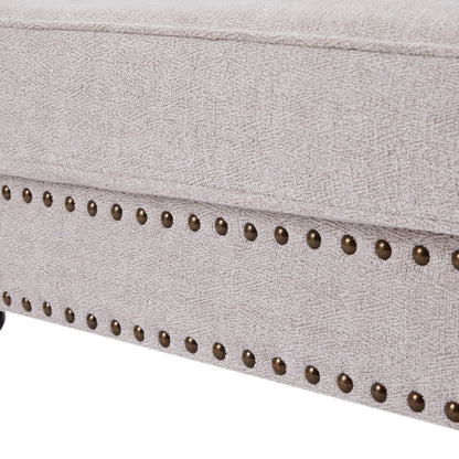 Modern Sleeper Sofa Chenille Fabric Sofa Couch with Nailhead Trim Couch and Lumbar Pillows, Rolled Arms Lounge Settee