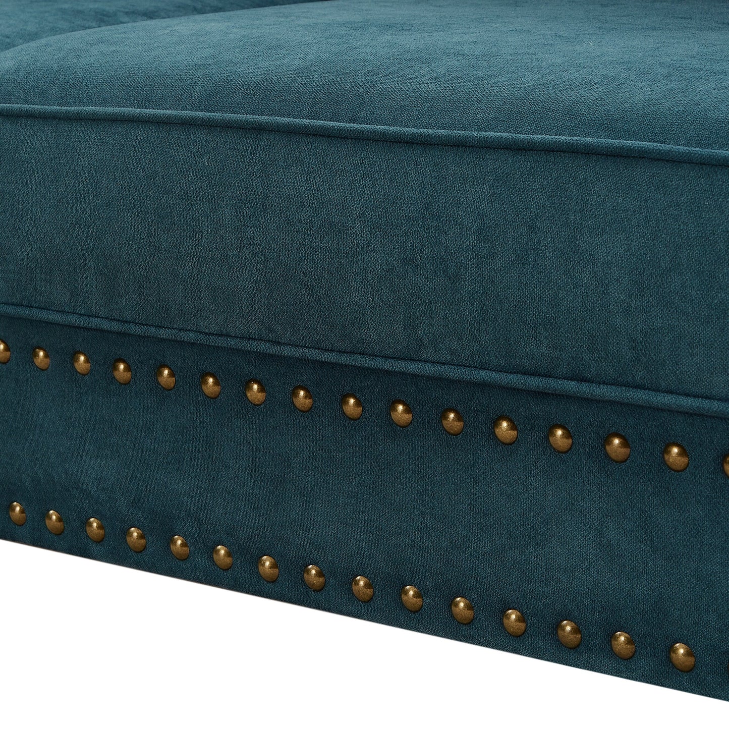 Modern Sleeper Sofa Chenille Fabric Sofa Couch with Nailhead Trim Couch and Lumbar Pillows, Rolled Arms Lounge Settee