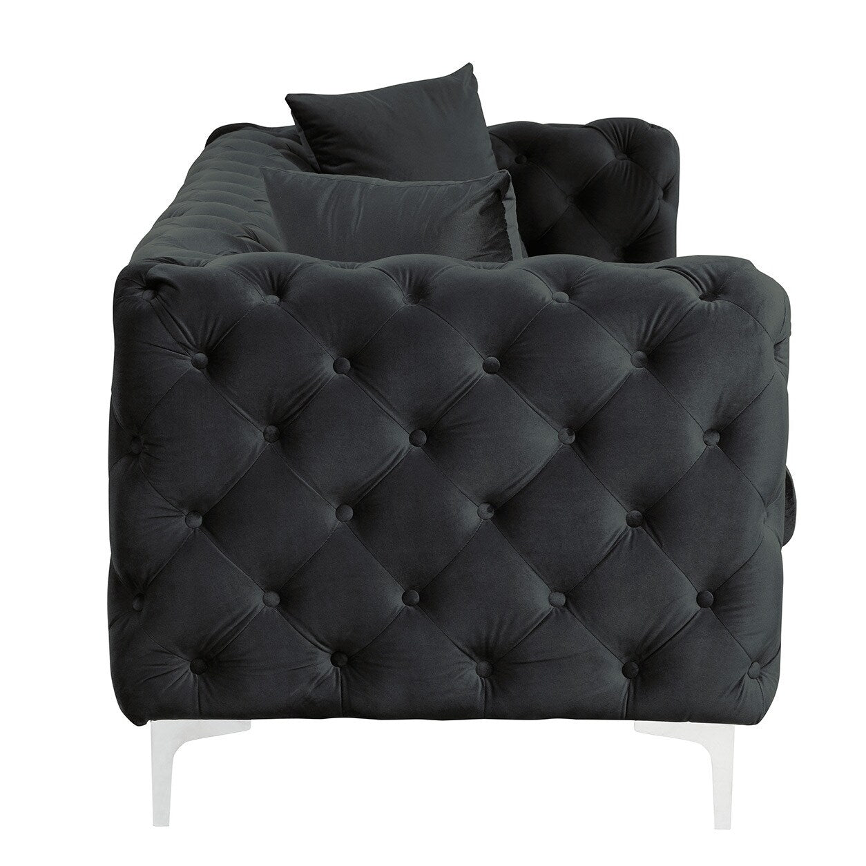Morden Fort Modern Velvet Sofa with Button Tufted,Solid Wood Frame and Iron Legs