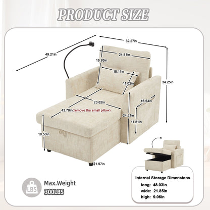 Multifunctional Lazy Person Sofa Recliner,Storage Backrest With Cell Phone Bracket Chenille Single Leisure Chair