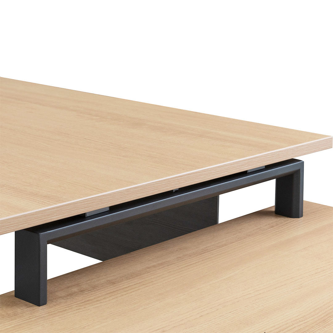 Cuevas 2.2m Right Return Office Desk - Black with Natural Top