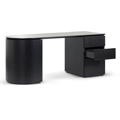 Albina 1.77m Right Drawer Office Desk - Black Oak