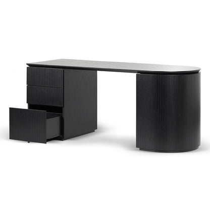 Albina 1.77m Left Drawer Office Desk - Black Oak