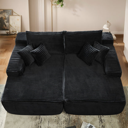 OVIOS Long Plush No Assembly Required Double Chaise Sofa