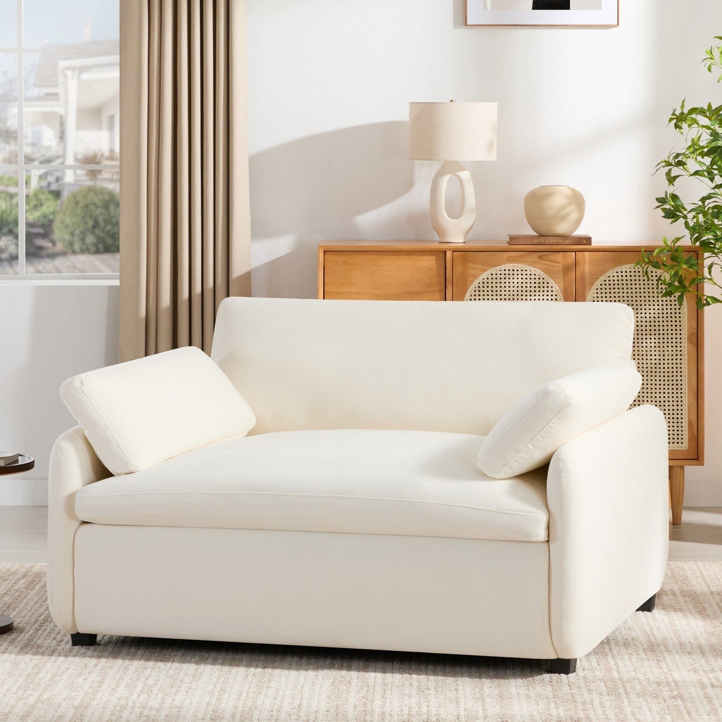 Oversized Chenille Single Sofa Chair â?Wide and Deep Seat Accent Chair with Throw Pillows by Harper&Bright Designs