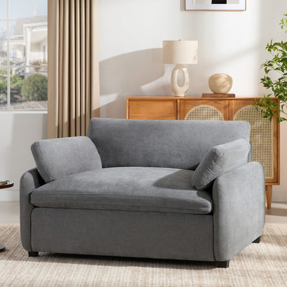 Oversized Chenille Single Sofa Chair â?Wide and Deep Seat Accent Chair with Throw Pillows by Harper&Bright Designs