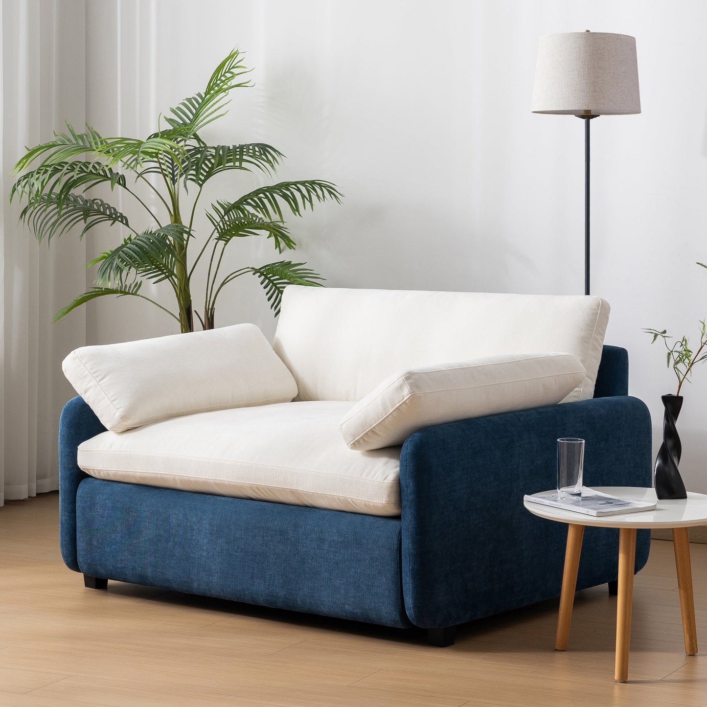 Oversized Chenille Single Sofa Chair â?Wide and Deep Seat Accent Chair with Throw Pillows by Harper&Bright Designs